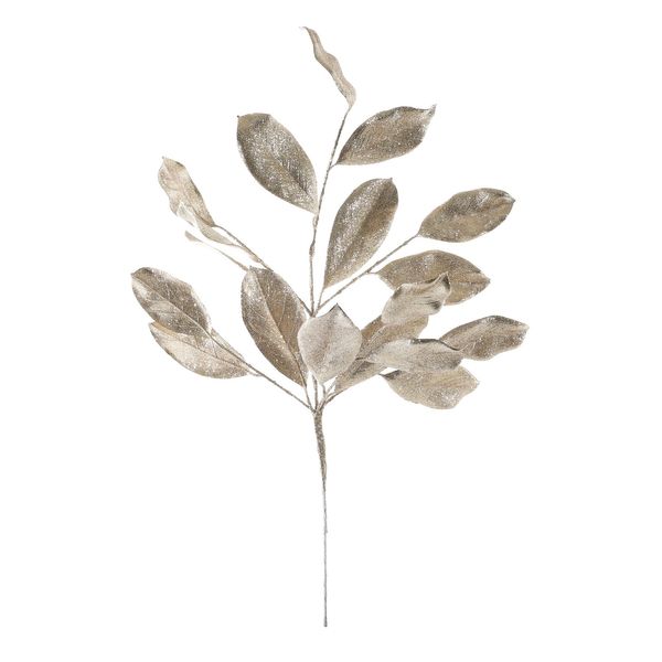 Sparkle Magnolia Leaf Spray - Champagne - 60cm