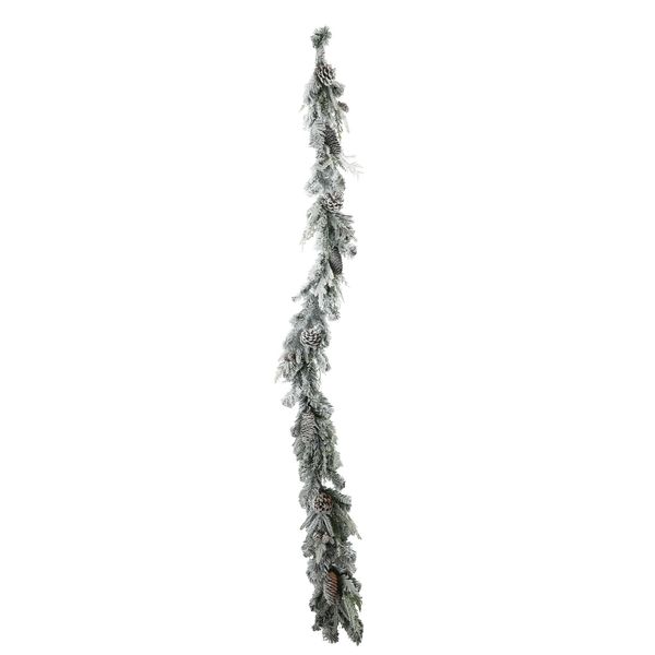 St Moritz Mixed Snowy Garland - White/Green - 180cm