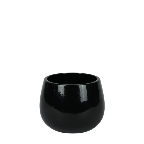 Hortus London Ceramic Pot - Glossy Black - Dia13 x H12cm