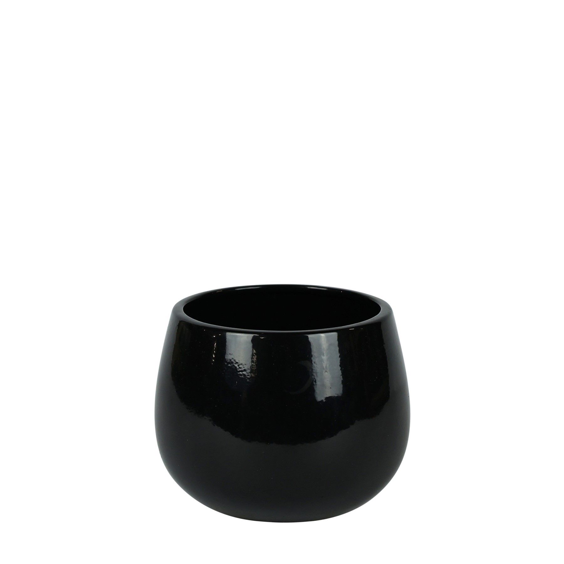 Hortus London Ceramic Pot - Glossy Black - Dia13 x H12cm