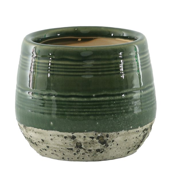 Hortus Sydney Reactive Glaze Pot - Green - Dia27 xH22.5cm