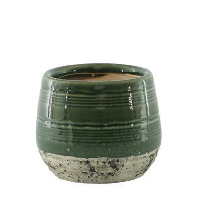 Hortus Sydney Reactive Glaze Pot - Green - Dia16 x H12cm