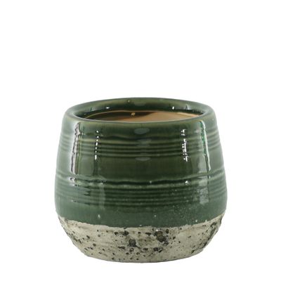Hortus Sydney Reactive Glaze Pot - Green - Dia15 x H12cm