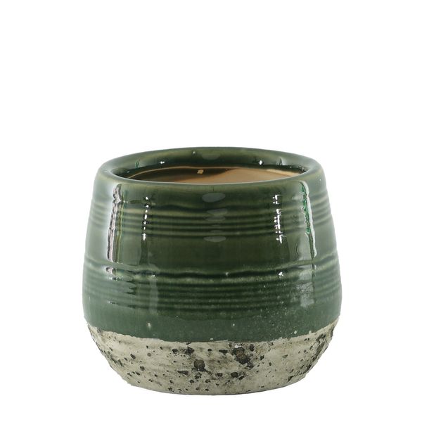 Hortus Sydney Reactive Glaze Pot - Green - Dia15 x H12cm