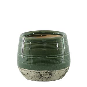 Hortus Sydney Reactive Glaze Pot - Green - Dia15 x H12cm