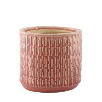Hortus Gosford Pattern Pot  - Pink - Dia19.5 x H17.5cm