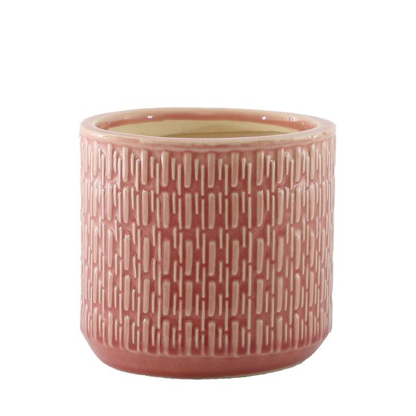 Hortus Gosford Pattern Pot  - Pink - Dia19.5 x H17.5cm