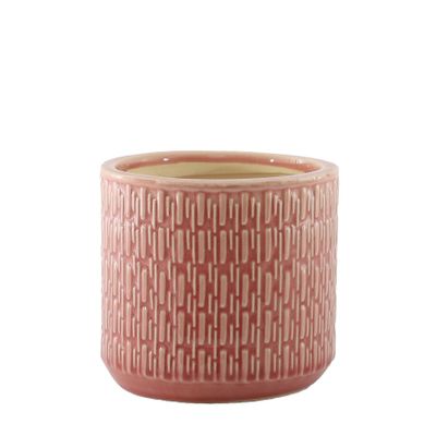 Hortus Gosford Pattern Pot  - Pink - Dia15 x H12cm