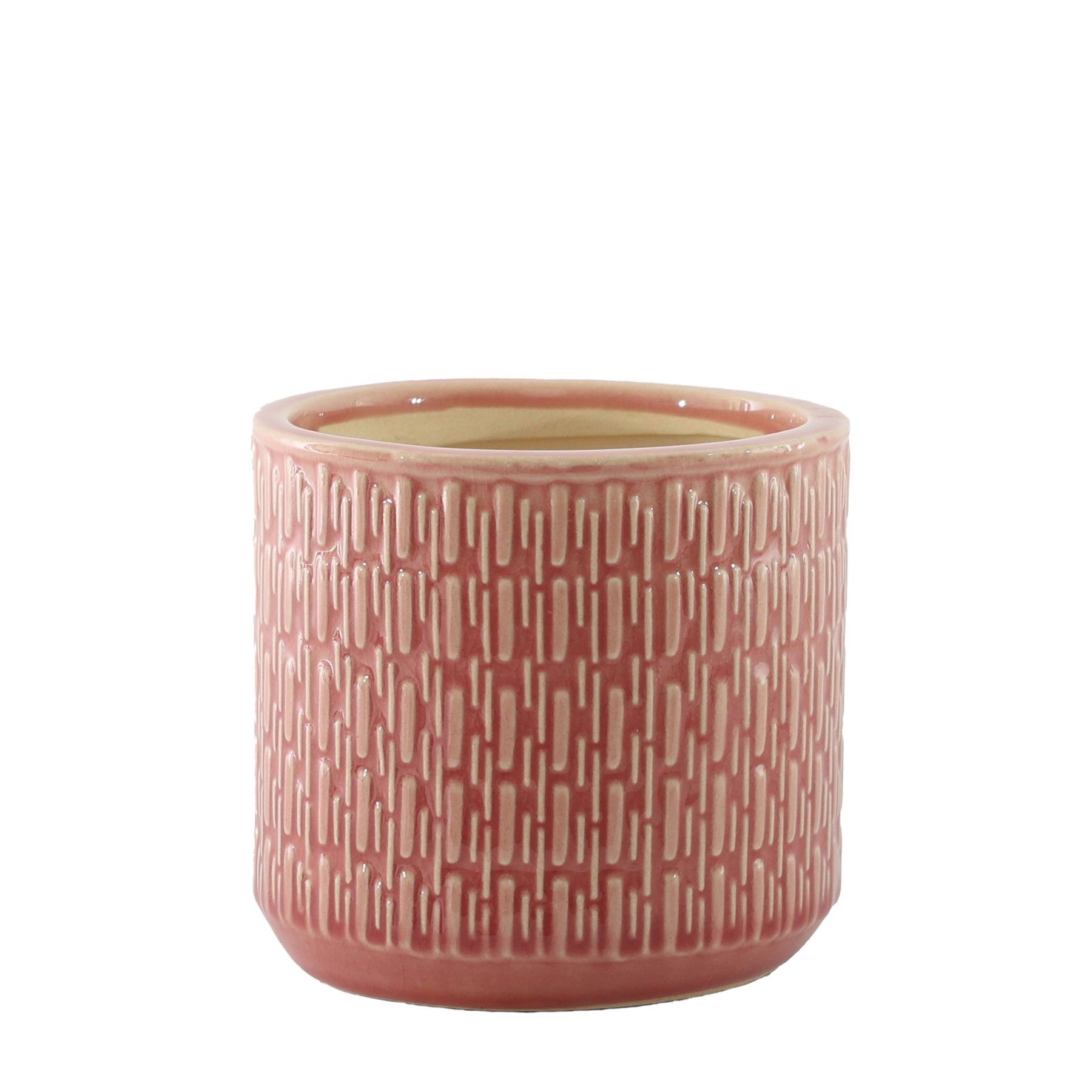 Hortus Gosford Pattern Pot  - Pink - Dia15 x H12cm
