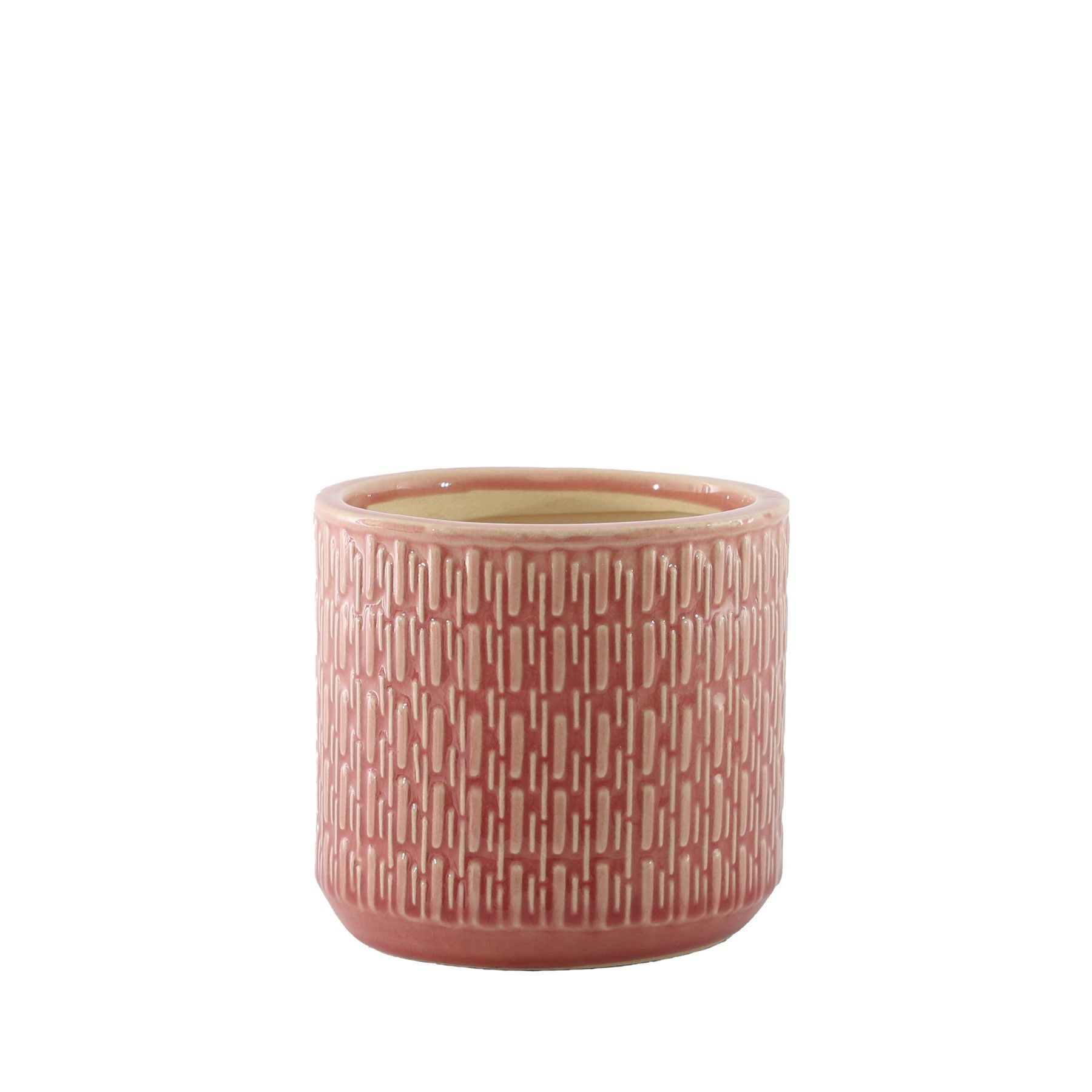 Hortus Gosford Pattern Pot  - Pink - Dia13 x H12cm