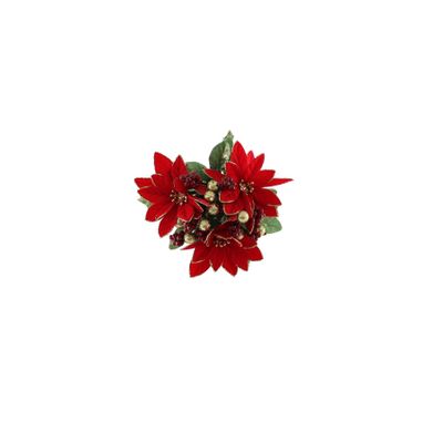 Poinsettia Candle Ring with Gold Berries - 12cm
