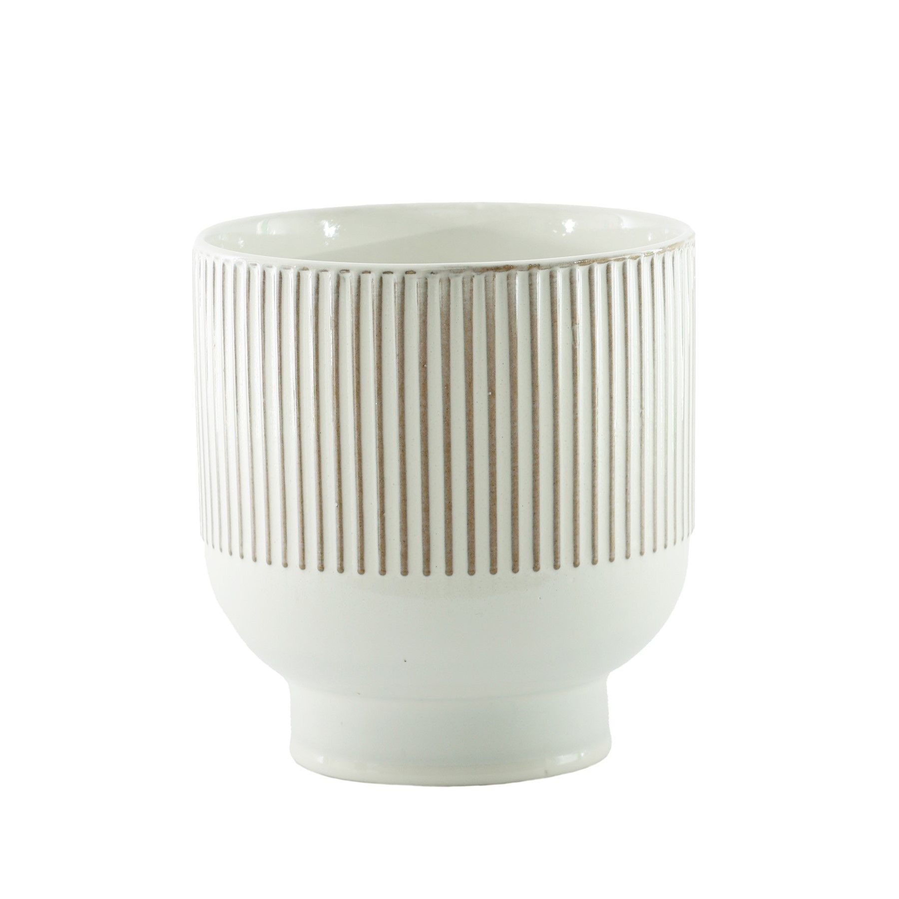 Hortus Toulon Stoneware Pot - Cream - Dia17 x H18cm