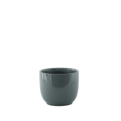 Hortus Cairo Ceramic Pot - Glossy Grey - Dia12 x H10cm