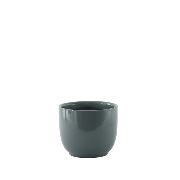 Hortus Cairo Ceramic Pot - Glossy Grey - Dia12 x H10cm