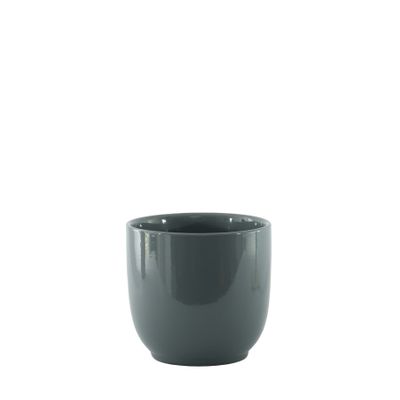 Hortus Cairo Ceramic Pot - Glossy Grey - Dia13 x H12cm