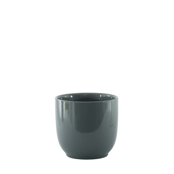 Hortus Cairo Ceramic Pot - Glossy Grey - Dia13 x H12cm