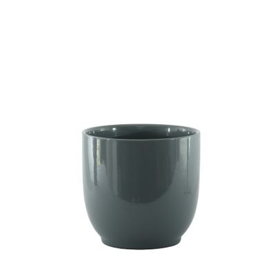 Hortus Cairo Ceramic Pot - Glossy Grey - Dia16 x H15cm