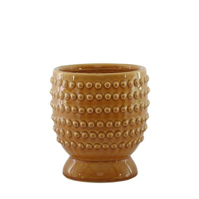 Hortus Hobart Footed Pot -Yellow - Dia16.5 x H20.5cm