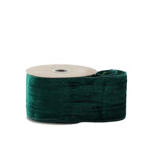 Green Velvet Ribbon - Wired Edge -  63mm x 10yds