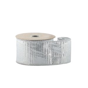 Silver Pleat Ribbon - Wired Edge -  63mm x 10yds