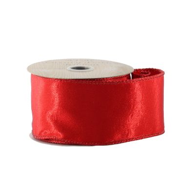 Red Shine Ribbon - Wired Edge - 63mm x 10yds