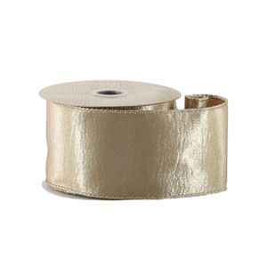Pale Gold Shine Ribbon - Wired Edge - 63mm  x 10yds