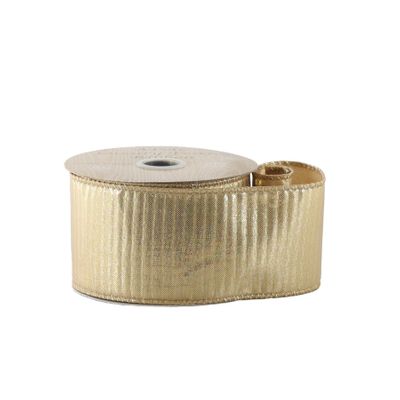 Gold Pleat Ribbon - Wired Edge -  63mm  x10yds 