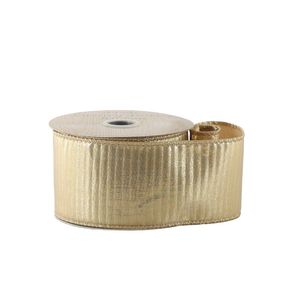 Gold Pleat Ribbon - Wired Edge -  63mm  x10yds 