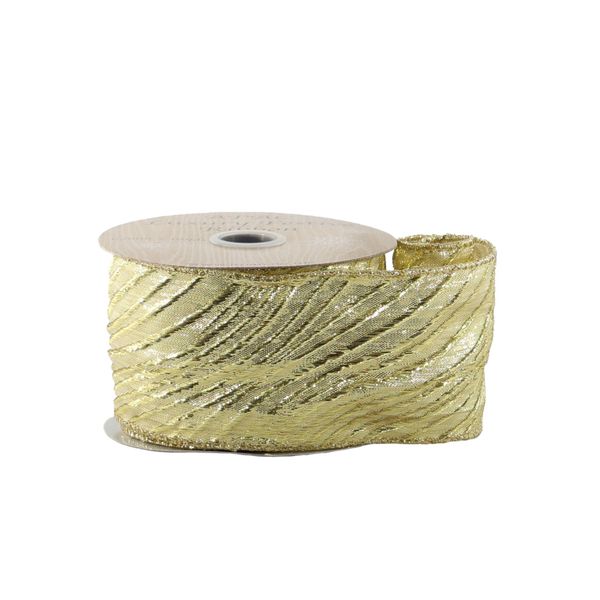 Gold Wave Ribbon - Wired Edge - 63mm x 10yds 