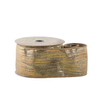 Gold / Metallic Texture Ribbon - Wired Edge - 63mm x 10yds 