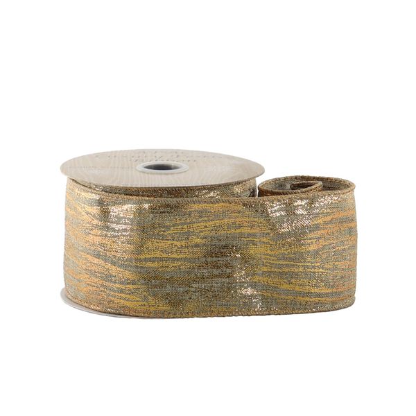 Gold / Metallic Texture Ribbon - Wired Edge - 63mm x 10yds 