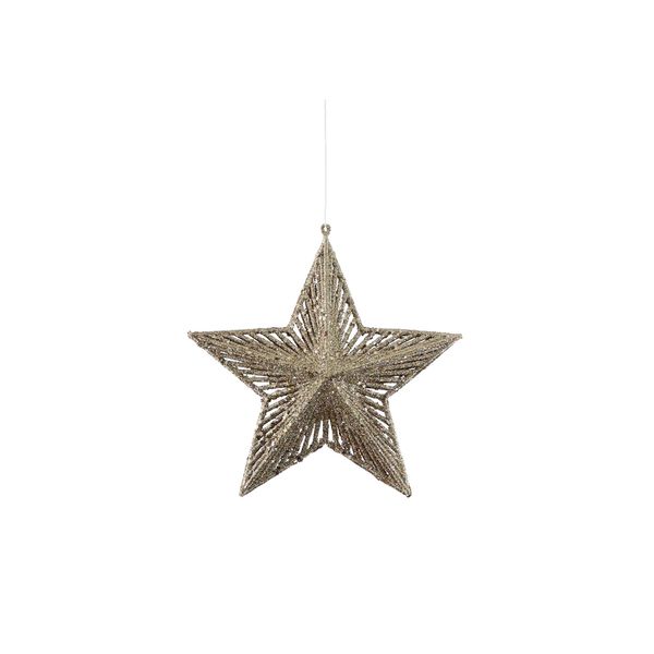Glitter Star Hanging Decoration - Gold - 20cm