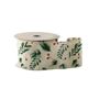 Hessian Ribbon  with Berry & Foliage - Wired Edge -  63mm x 10yds