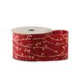 Red Ribbon  with Gold Berry  - Wired Edge - 63mm x 10yds