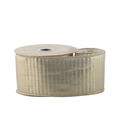 Light Gold Ribbon - Wired Edge  - 63mm x 10yds
