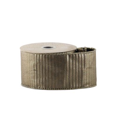 Dk Gold Shiny Ribbed Ribbon - Wired Edge - 63mm x 10yds