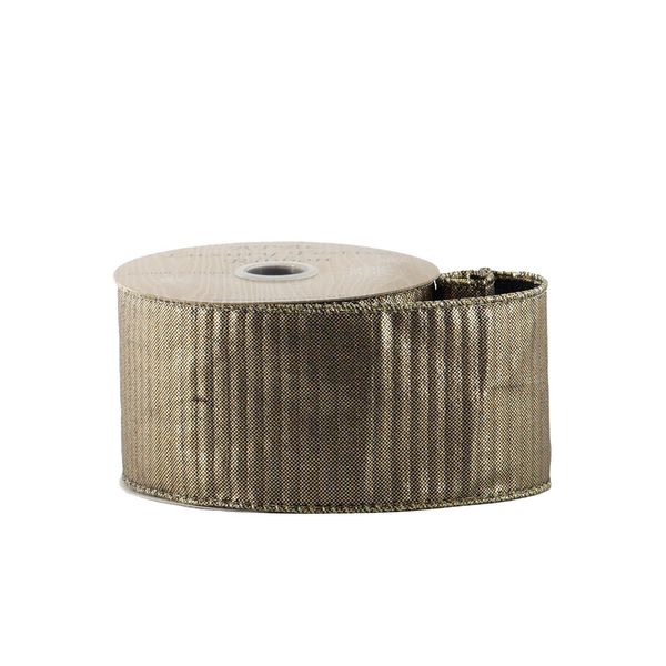 Dk Gold Shiny Ribbed Ribbon - Wired Edge - 63mm x 10yds