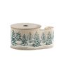 Hessian Ribbon  with Trees - Wired Edge - 63mm x 10yds