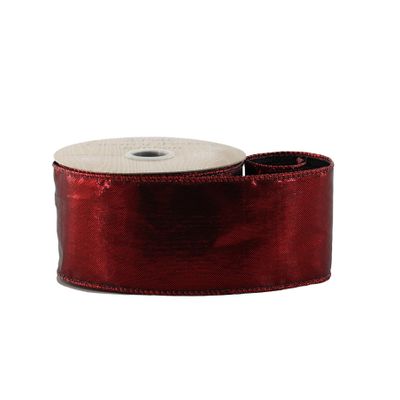 Burgundy Shiny Ribbon - Wired Edge - 63mm  x 10yds