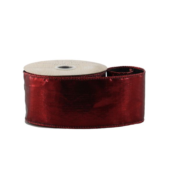 Burgundy Shiny Ribbon - Wired Edge - 63mm  x 10yds