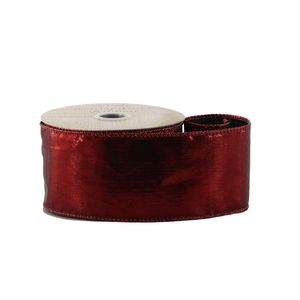 Burgundy Shiny Ribbon - Wired Edge - 63mm  x 10yds