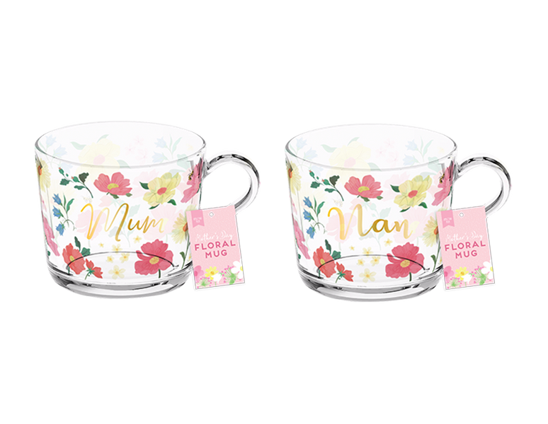 Mothers Day Floral Glass Mug