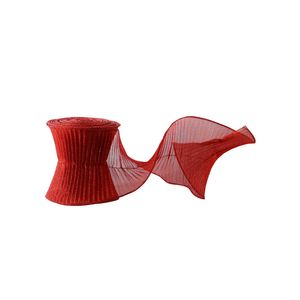 Red Crinkle Ribbon - Wired Edge -12cm x 5yds