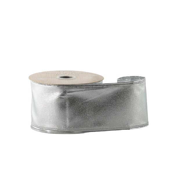 Metallic Silver  Ribbon - Wired Edge  -  63mm x 10yds