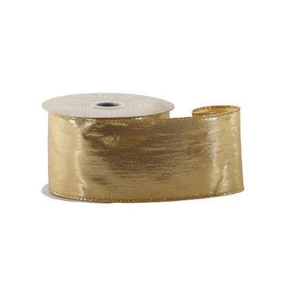 Gold Metallic Ribbon - Wired Edge - 63mm x 10yds