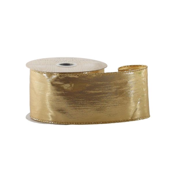 Gold Metallic Ribbon - Wired Edge - 63mm x 10yds