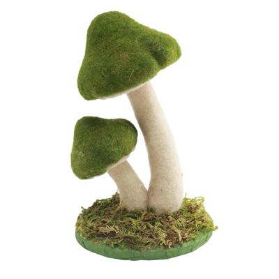 Two Mushroom Ornament - Green  - H17cm