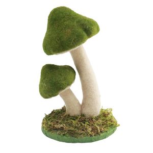 Two Mushroom Ornament - Green  - H17cm