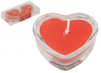 Heart Shaped Candles in Glass Holder