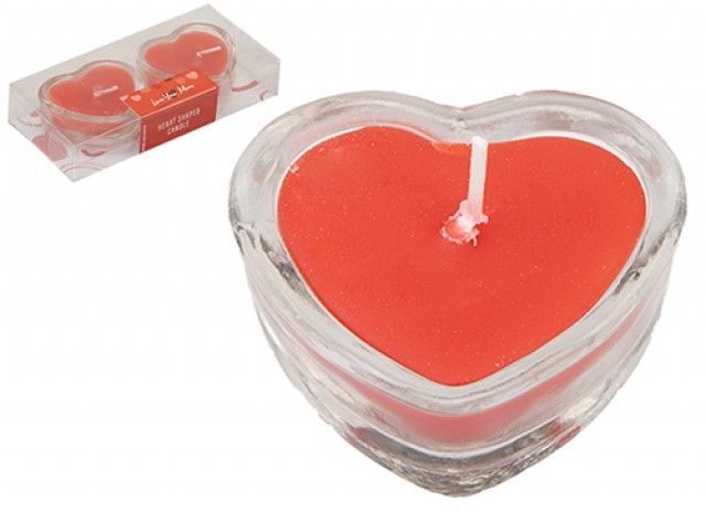 Heart Shaped Candles in Glass Holder